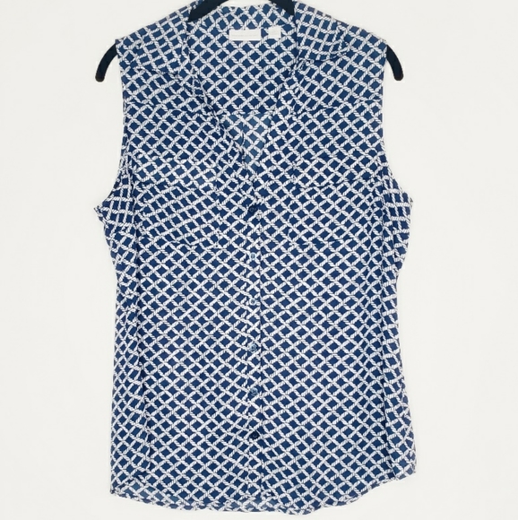 New York & Company Tops - New York & Co EUC Blue/White Top Size L